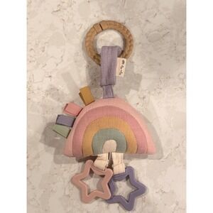 Itzy Ritzy Ritzy Reels Rainbow Activity Toy Sensory Plush Teether Stroller Toy